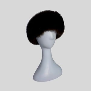 Surell Fox Fur Headband Black Velvet Ear